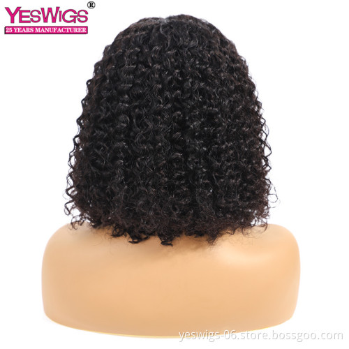 Women Lace Frontal 13*4 Wig For Beginners 1b Malaysian Natural Color Hair Remy Short Bob Cut Wholesale Malaysian Kinky Curly Wig